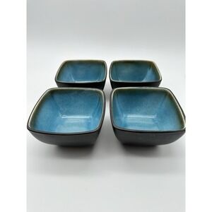 4 Threshold Elemental Ocean Square Stoneware Soup/Cereal Bowls 5.4in Discontinue